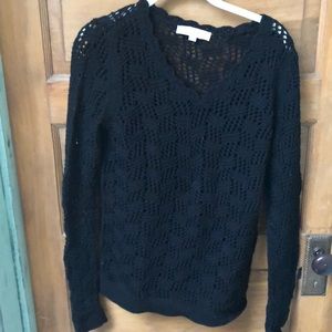 Black open weave sweater, size M